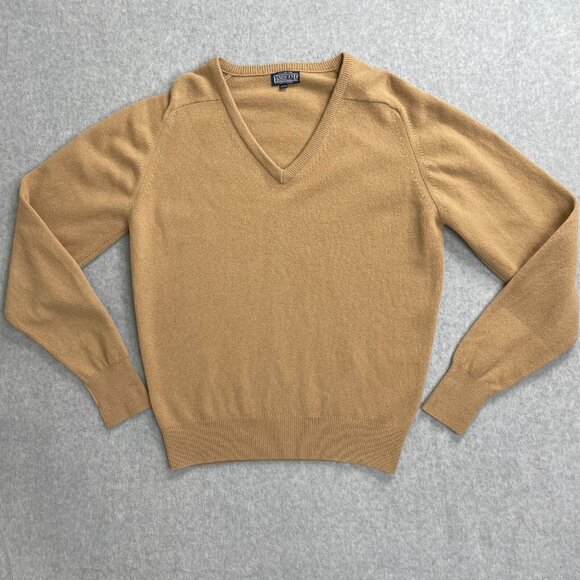 Lands‎ End Lambswool Sweater Mens Long Large Brown England Grandpa Vintage - Picture 2 of 10